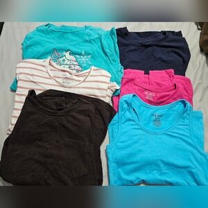 6 Piece Girls Shirt Bundle Colorful T-Shirt Set L 10/12
